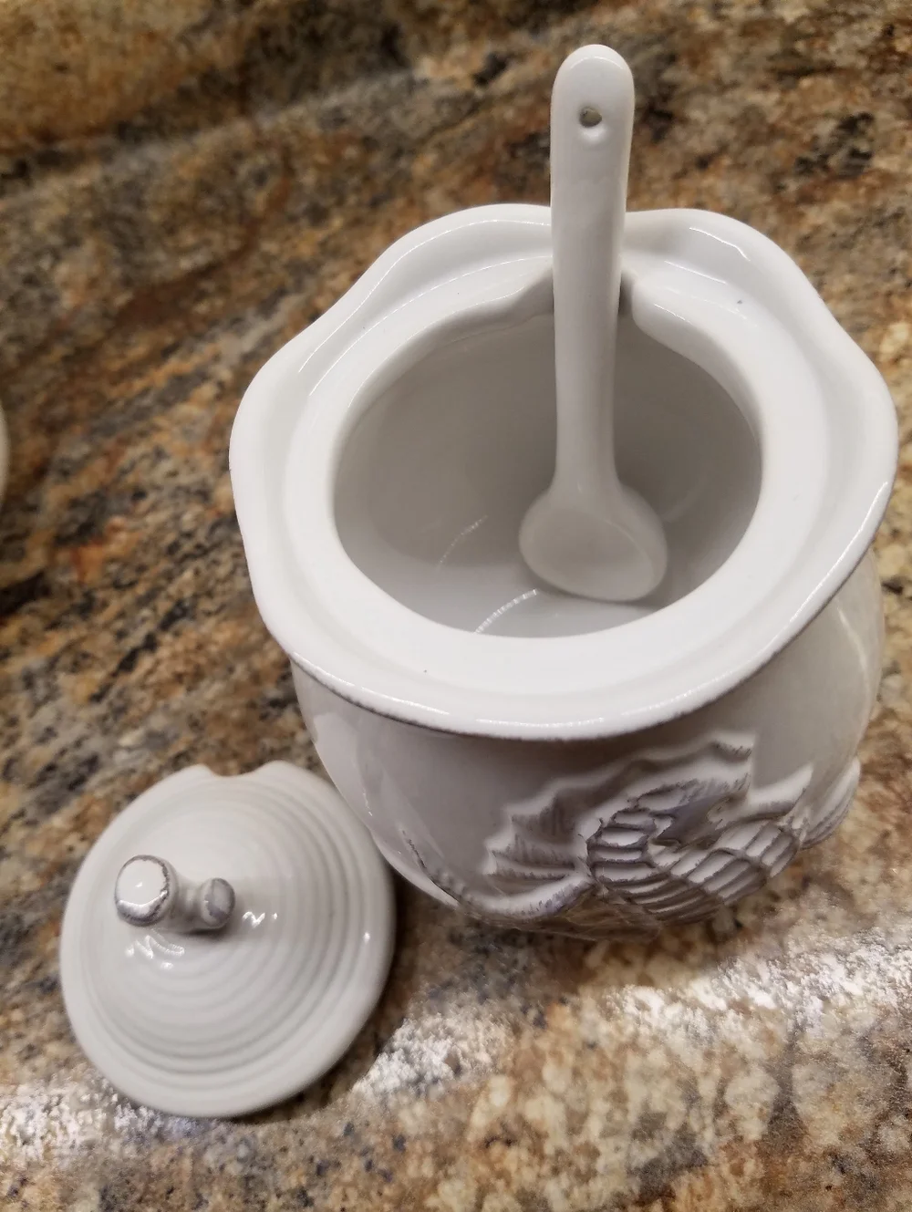 Seahorse Starfish Seashell Blue Sky Ceramic Sugar Creamer Serving Spoon Set NEW